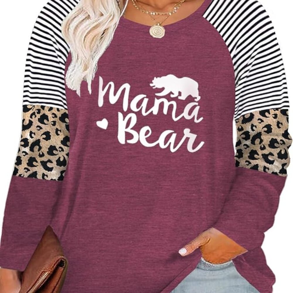 ROSRISS Womens Plus Size 16W‎ Tops Long Sleeve Leopard Print Striped Color Block